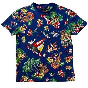 Polo Ralph Lauren Aloha Bear Shirt Men’s Small Hawaiian Cotton Tee Crew Neck